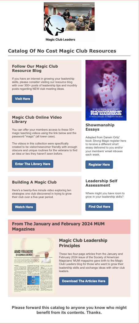 Magic Club Resource Catalog 1 – Magic Club Leadership Resources